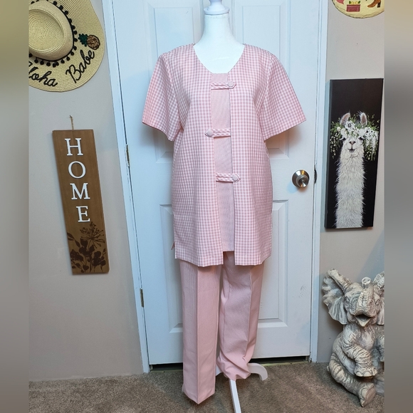 Willow Ridge Pants - Vintage Willow Ridge Cottagecore modest Pink Gingham 2 Piece Set Size 8